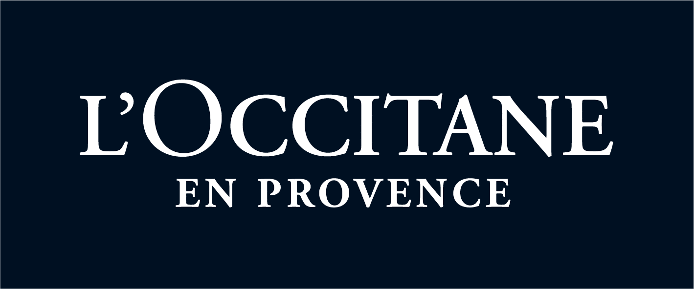 Logo de L'Occitane en Provence blanco sobre fondo negro